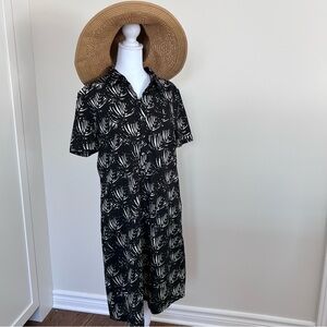 Joe Fresh Shirt Dress Short Sleeve Black and White Hawaiian Patterned Womens 6